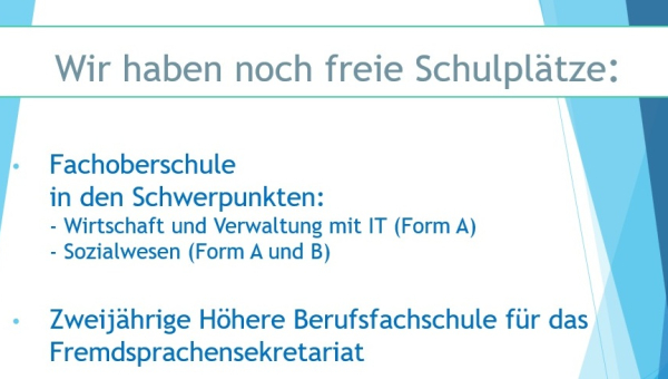 Wir haben noch freie Schulplätze